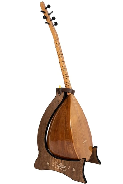 Dekoratif Özel Tasarım - Ahşap Bağlama Standı Saz Stant Tezene Mızrap Cepli Deri Kemer ürün görseli 1