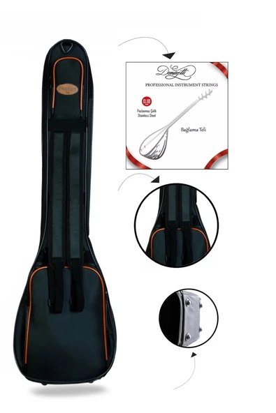Profesyonel SU GEÇİRMEZ 20 MM PEDLİ Gigbag Uzun Bağlama Saz Kılıfı Siyah ürün görseli 1