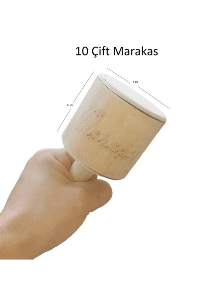 10 Çift 20 Adet MEB Müfredatına Uygun Profesyonel Masif Ahsap Marakas Orff Perkusyon Ritim Aleti ürün görseli 1