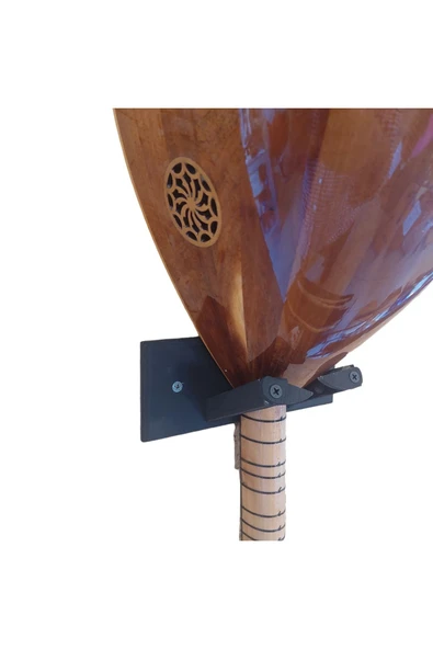 Ahşap Bağlama Saz Duvar Askısı Standı Siyah ürün görseli 1