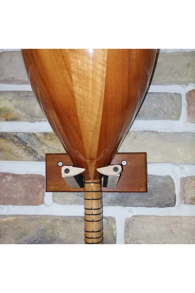 2 Adet Ahşap Bağlama Saz Cura Duvar Askısı Standı Ceviz ürün görseli 1