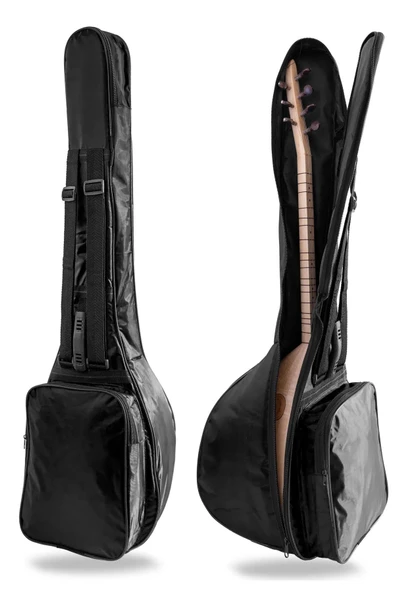 profesyonel 10 MM PEDLİ Soft Case Uzun Sap Bağlama Saz Kılıfı Siyah ürün görseli 1