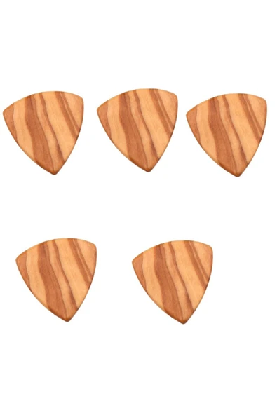 5 Adet Profesyonel Ahşap Gitar Ukulele Penası Wooden Guitar Picks Kiraz Ağacı ürün görseli 1