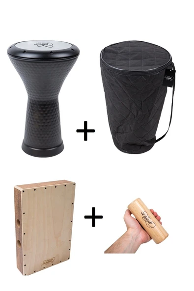 Siyah Mısır Darbuka - Seyahat Kajon Cajon Shaker Marakas Full Perkusyon ürün görseli 1