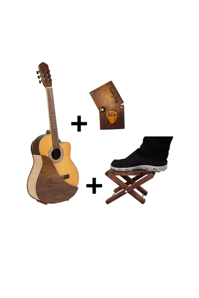 Dekoratif Ahşap Gitar Stant Özel Tasarım + Ayak Standı + Kişiye Özel Ahşap Pena Kutusu ve Pena ürün görseli 1