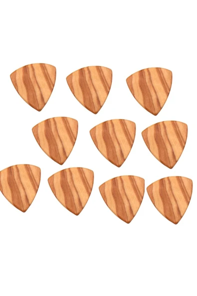 10 Adet Profesyonel Agac Ahşap Gitar Ukulele Penası Wooden Guitar Picks Kiraz Ağacı ürün görseli 1