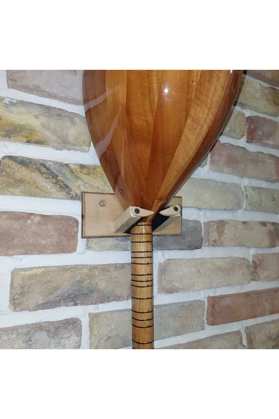 2 Adet Ahşap Bağlama Saz Duvar Askısı Standı Natural ürün görseli 1
