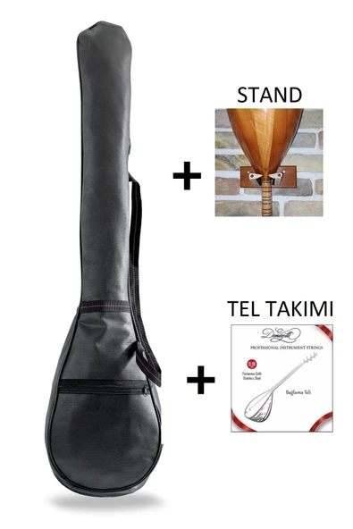 Uzun Sap Baglama Saz Kılıfı Taşıma Cantasi - Duvar Askı Standı ve Tel  Takımı Hediye ürün görseli 1