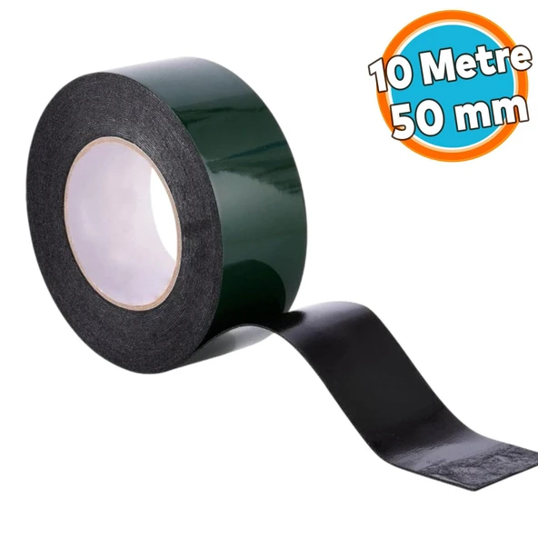 Çift Taraflı Köpük Sünger Bant Eva Yapıştırma Montaj Bandı Siyah 50 mm x 10 Metre ürün görseli 1