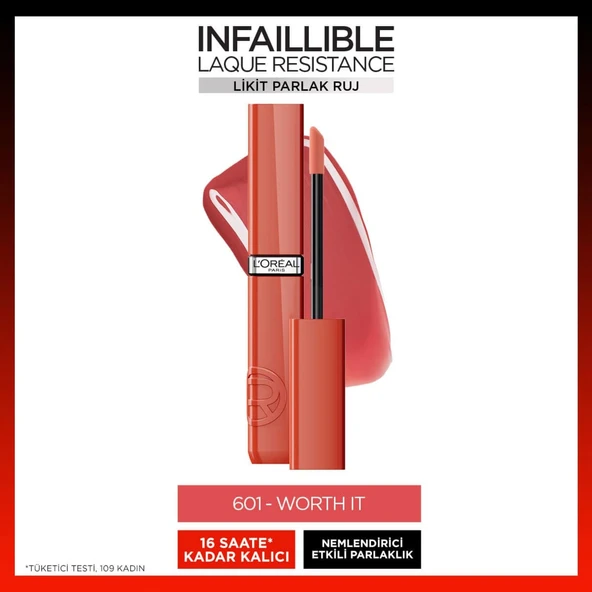 L'Oréal Paris Infaillible Laque Resistance Likit Parlak Ruj - 601 Worth It ürün görseli 1