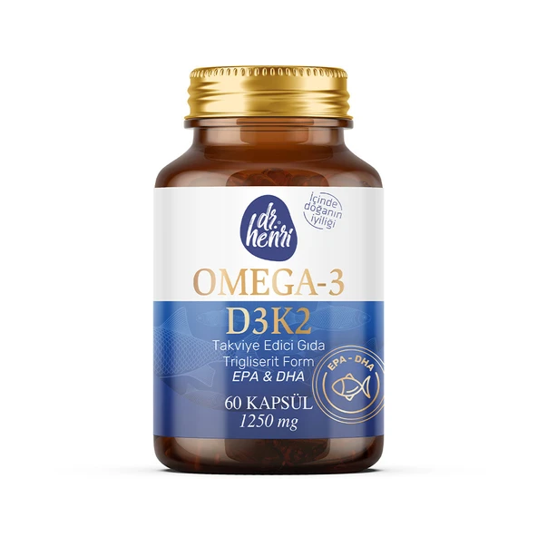 Balık Yağı Içeren Omega-3 D3 & K2 Vitamin 60 Kapsül Takviye Edici Gıda ürün görseli 1