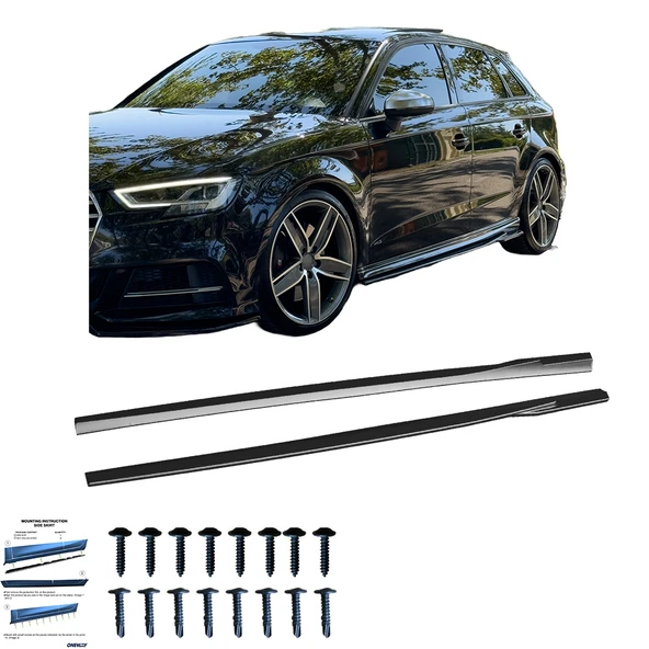 AUDI S3 Sportback 8V Makyajlı 2016-2019 Marşpiyel Altı Lip / AUDI S3 Sportback 8V 2013-2016 Marşpiyel Altı Lip (2 Pcs) ürün görseli 1