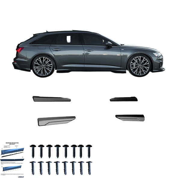 AUDI S6 A6 S-Line C8 Sedan Avant 2019-2023 Marşpiyel Altı Lip AUDI S6 A6 S-Line C8 Makyajlı Sedan Avant 2024 sonrası Marşpiyel Altı Lip 4 Parça ürün görseli 1