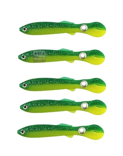 Sea Horse Nemesis Shad 10 cm Yellow Green 5'li Paket Silikon Suni Yem - Turna Levrek Silikonu ürün görseli 1