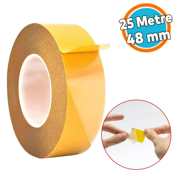 Şeffaf Çift Taraflı Filmik Film Bant Şerit Montaj Bandı 48 mm x 25 Metre Çok Amaçlı Güçlü 1 Adet ürün görseli 1