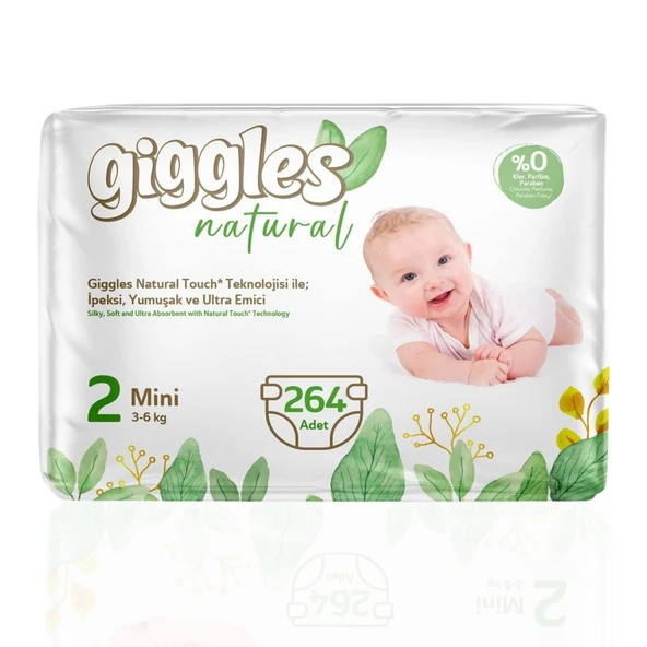Giggles Natural 2 Numara Mini Pamuklu Bebek Bezi 264 Adet ürün görseli 1