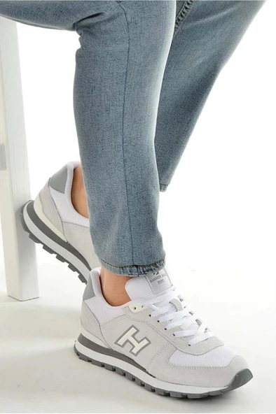 Hammer Jack 19250-M Peru Hakiki Deri Sneakers Ayakkabı Beyaz Puruty Grı ürün görseli 1