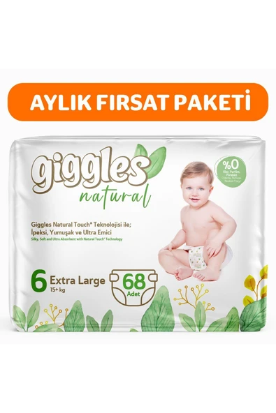 Natural 6 Numara Junior Plus Pamuklu Bebek bezi 68 Adet ürün görseli 1