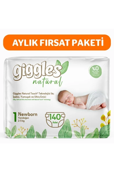 Natural 1 Numara Yenidoğan Pamuklu Bebek bezi 140 Adet ürün görseli 1