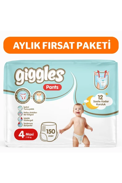Pants Külotlu Bebek Bezi 4 Numara Maxi 150 Adet ürün görseli 1