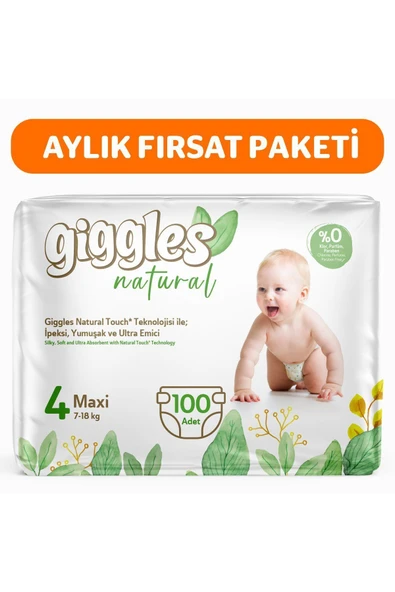 Natural 4 Numara Maxi Pamuklu Bebek Bezi 100 Adet ürün görseli 1