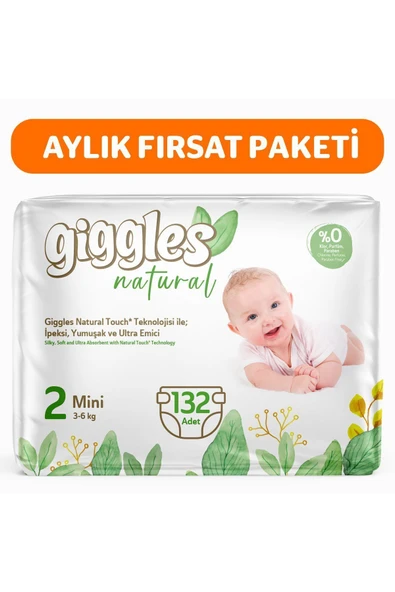 Natural 2 Numara Mini Pamuklu Bebek Bezi 132 Adet ürün görseli 1