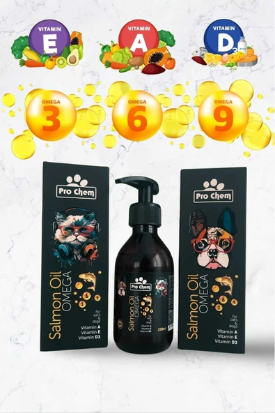 Pro Chem  Kediler Ve Köpekler Için Salmon Oil (OMEGA 3-6-9 VE A-E-D3 VİTAMİNLERİ) - Balık Yağı ürün görseli 1