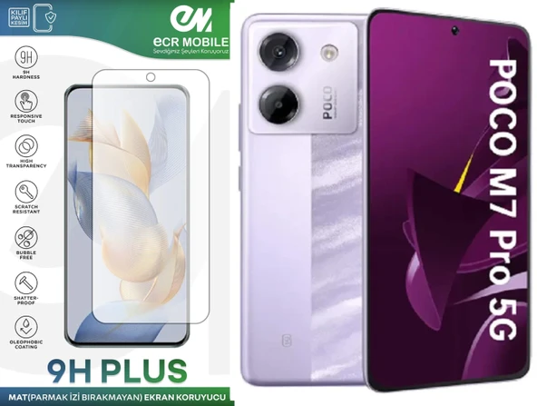 Poco M7 Pro Ekran Koruyucu MAT Parmak İzi Bırakmayan Uyumlu 9H Esnek Nano Kırılmayan ürün görseli 1