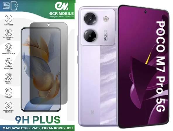 Poco M7 Pro Ekran Koruyucu Tam Uyumlu 9H Esnek Nano Kırılmayan MAT HAYALET(Privacy) ürün görseli 1