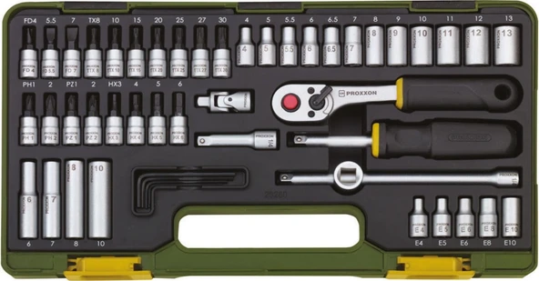 Proxxon 23280 1/4 Cırcır Kollu 50 Parçalı Lokma Ve Bits Takımı ürün görseli 1