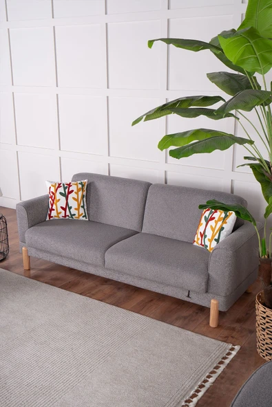 Kilim Mobilya Bohera Bohem Koltuk Üç Kişilik Koltuk Gri ürün görseli 1