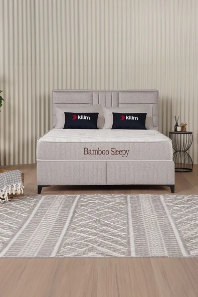 Kilim Mobilya Bamboo Sleepy Sandıklı Baza Başlık Yatak Seti (180x200) ürün görseli 1