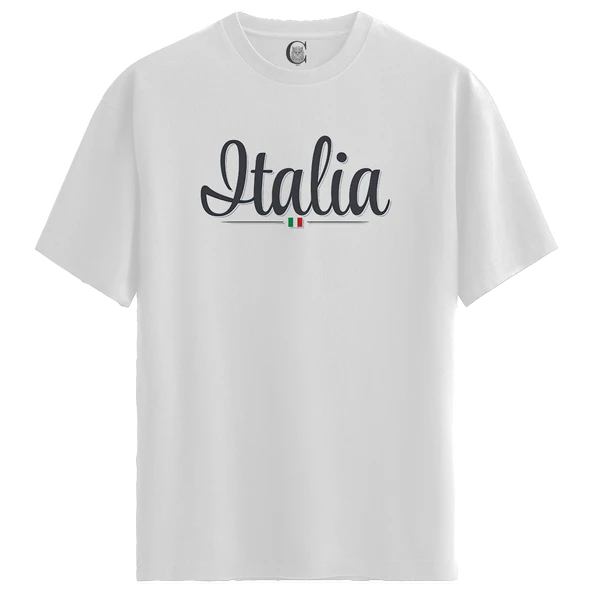 Italia Logo - %100 Pamuklu Kadın Beyaz Tişört - Premium Quality ürün görseli 1