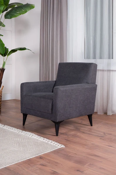Kilim Mobilya Linda Berjer Yüksek Ayaklı Antrasit ürün görseli 1