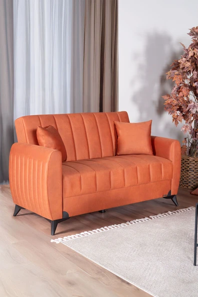 Kilim Mobilya Linda Iki Kişilik Kanepe Yüksek Ayaklı Turuncu ürün görseli 1