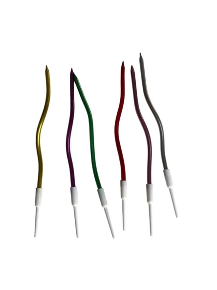 Eğik Pasta Mumu Karışık Renkli  6 lı 14 cm ürün görseli 1