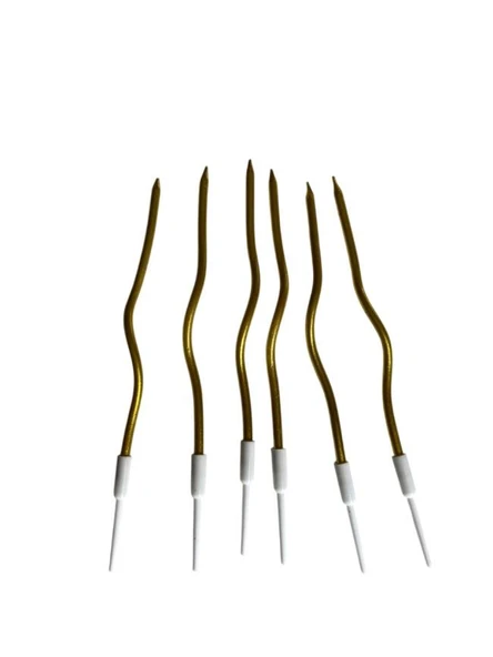 Eğik Pasta Mumu Altın Renkli  6 lı 14 cm ürün görseli 1