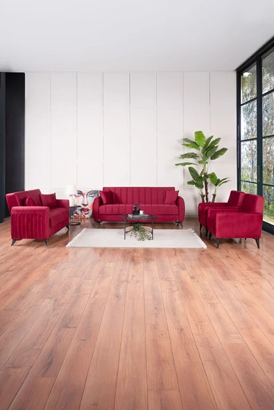 Kilim Mobilya Linda Koltuk Takımı 3 3 B B Bordo ürün görseli 1