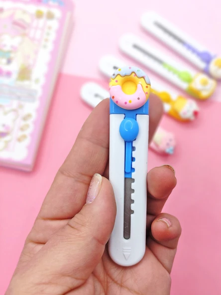 Mini Şekilli Maket Bıçağı - Sevimli Donut - Resim 2
