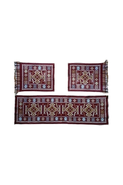 EFE  Oto Koltuk Kilim Seti  Ön Ve Arka Koltuk Üstü 3 Parça Takımı Bordo Renk ürün görseli 1