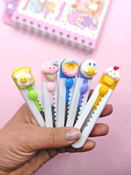 Mini Şekilli Maket Bıçağı - Sevimli Donut - Resim 5