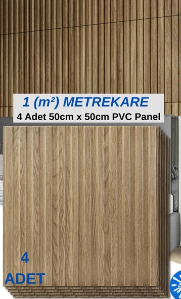 Renkli Duvarlar 1m² (50cmx50cm 4 Adet)Kahverengi 3D ABS PVC Malzeme Dayanıklı Duvar Paneli Silinebilir Lambiri Panel ürün görseli 1