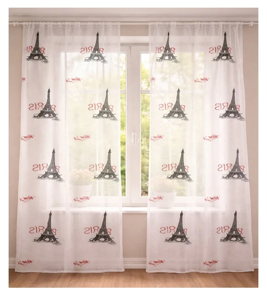 Taç tül perde-Paris motifli ürün görseli 1