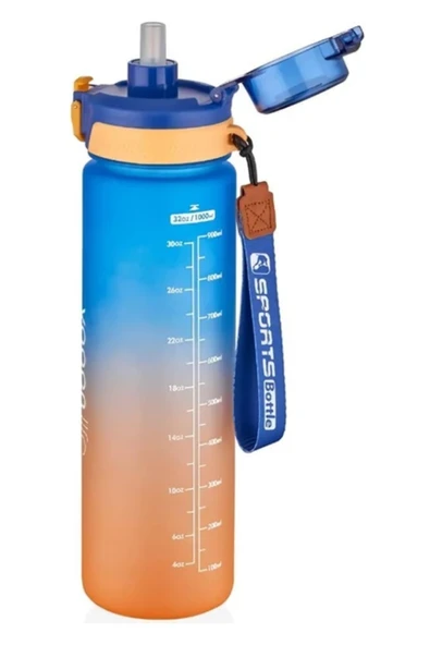 pipetli askılı 1000 ml suluk vagon plastic bottle matara 1 litre ürün görseli 1