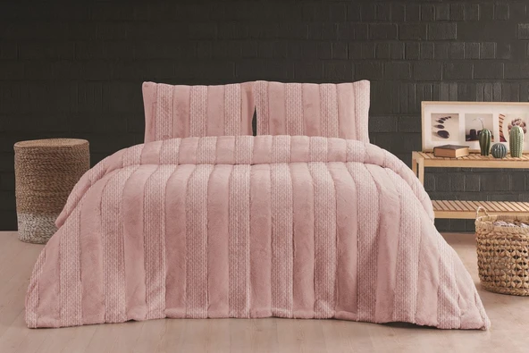 Merinos Luxe 3 Parça Çift Kişilik Yatak Örtüsü Seti Kutulu 230x250 Petek Pudra ürün görseli 1