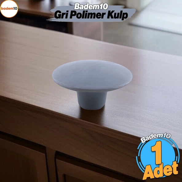 Bohem Gri Geniş Mantar Kulp Düğme 1 ADET Mobilya Dolabı Çekmece Mutfak Dolap Kulpu Kulbu Plastik ürün görseli 1
