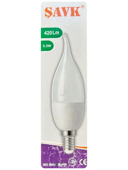 (1 Adet) Şavk 5,5W (37W) Beyaz Işık (6500K) E14 Duylu (İnce Duy) Led Kıvrık Ampul ürün görseli 1
