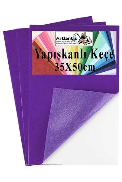 Mor Yapışkanlı Keçe 35x50 cm 3 Adet 2.0 mm Kendinden Yapışkanlı Renkli Hobi Keçesi Elişi Keçe Kumaşı Anasınıfı ürün görseli 1