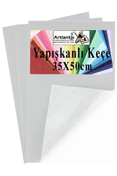 Beyaz Yapışkanlı Keçe 50x70 cm 3 Adet 2.0 mm Kendinden Yapışkanlı Renkli Hobi Keçesi Elişi Keçe Kumaşı Anasınıfı ürün görseli 1