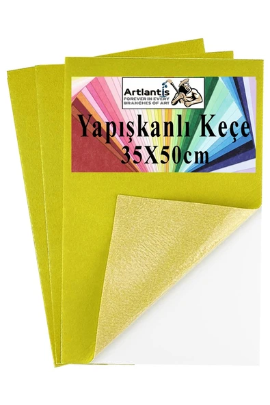 Sarı Yapışkanlı Keçe 35x50 cm 3 Adet 2.0 mm Kendinden Yapışkanlı Renkli Hobi Keçesi Elişi Keçe Kumaşı Anasınıfı ürün görseli 1
